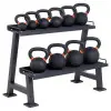 Ensemble rack double niveau + kettlebells en fonte de 4 à 32kg