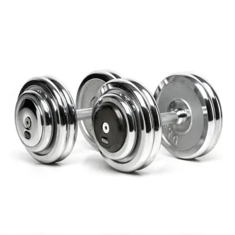 Ensemble d'haltères chromés complet musculation - vue 2