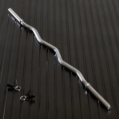 Barre de curl EZ chromée 120 cm avec 2 colliers spinlock - vue 2