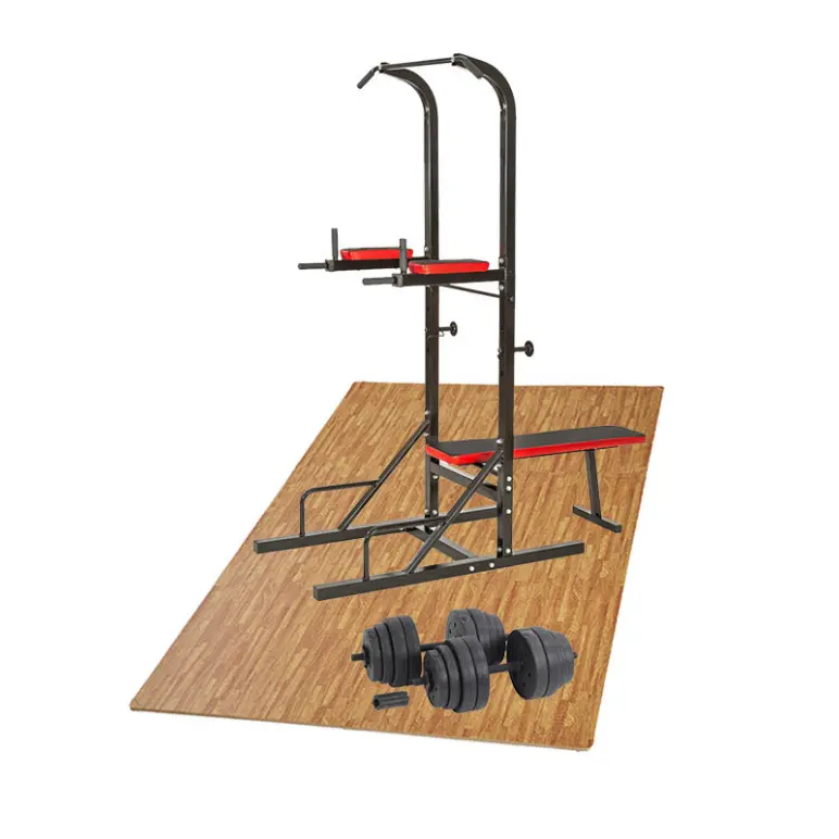 Kit chaise romaine et banc avec haltères courtes convertibles et dalles de sol - vue 2