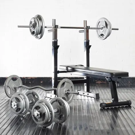 Pack homegym avec banc de musculation, kit de barres et poids 100 kg - vue 2