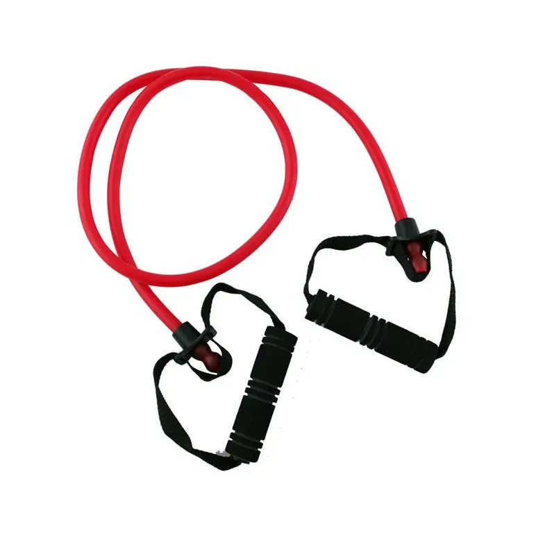 Accessoire de fitness : extenseur avec element de resistance en caoutchouc et poignées x2