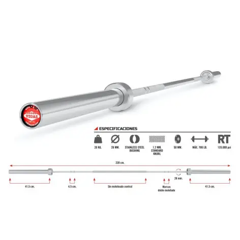 Barre de musculation olympique 220 cm - vue 2