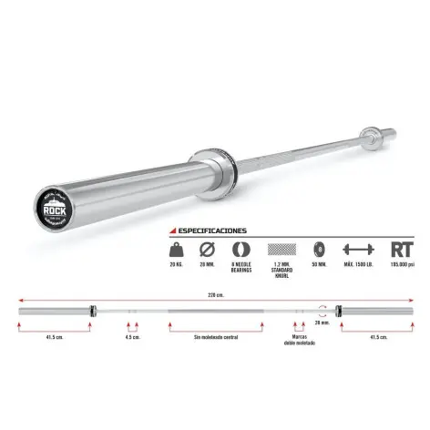 Barre droite d'entraînement de musculation avec capacité de charge extrême - vue 2