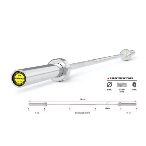 Barre de musculation pour disques de poids olympiques - 150 cm - vue 2