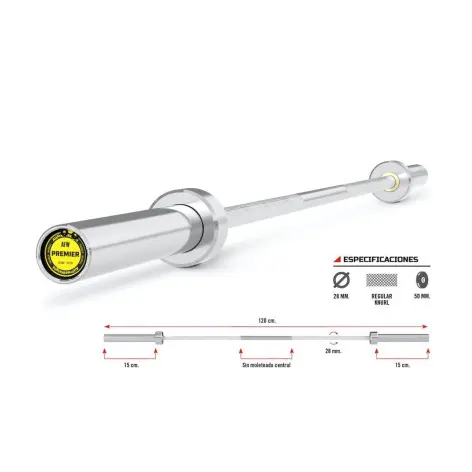 Barre de musculation 120 cm pour plaques de poids olympiques - vue 2