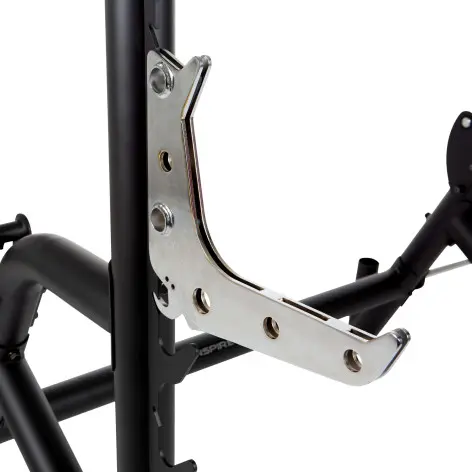 rack à squat complet pour musculation en home gym avec barre de traction, réglages et supports de rangement - vue 5