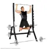 rack à squat complet pour musculation en home gym avec barre de traction, réglages et supports de rangement - vue 2