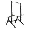 rack à squat complet pour musculation en home gym avec barre de traction, réglages et supports de rangement