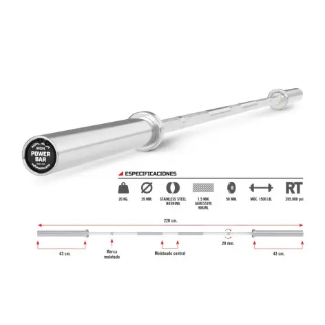 Barre de musculation pour Powerlifting haute résistance - vue 2