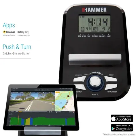 Vélo d'entraînement sans fil avec écran LCD et poignées multigrip - vue 2