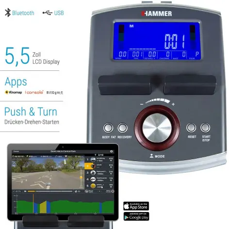 Vélo d'entraînement de cardio avec écran LCD et connexion bluetooth - vue 3