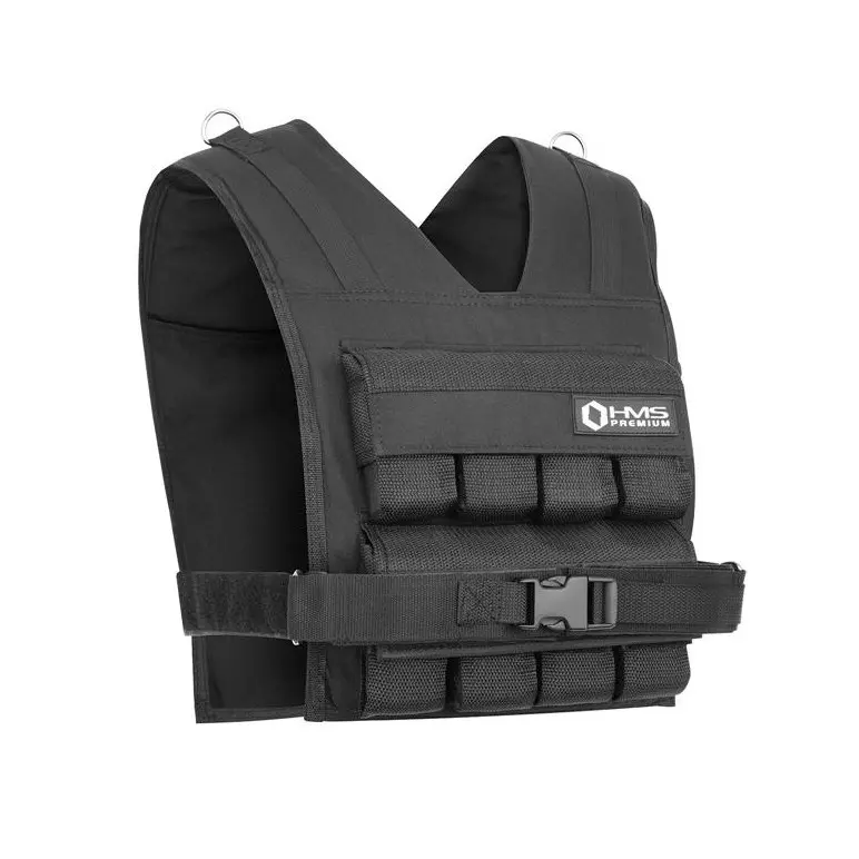 Gilet lesté de musculation noir avec poids en acier et caoutchouc