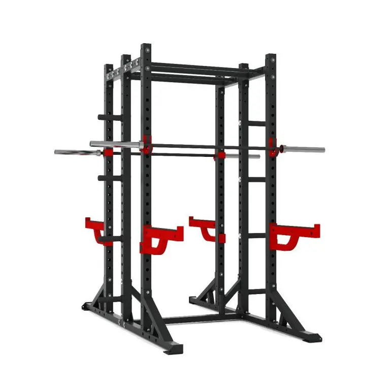 Rack à squat compact de musculation avec doubles postes d'entraînement