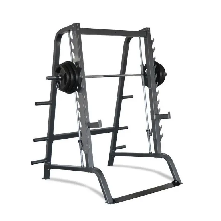 Smith machine de musculation avec barre guidée, 12 hauteurs de blocage et des bras de sécurité