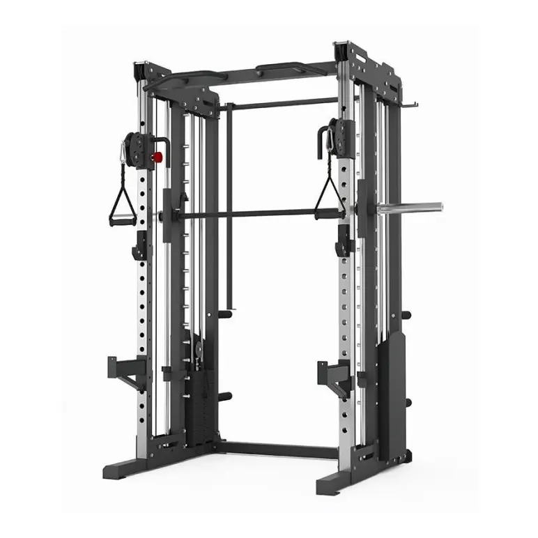 Smith machine de musculation combinée à un rack à squat avec poulie double
