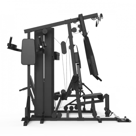 Multistation semi-pro avec presse réglable pour training des jambes et fonction chaise romaine - Colonne de poids 80 kg - vue 26