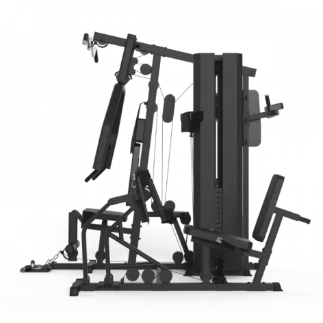 Multistation semi-pro avec presse réglable pour training des jambes et fonction chaise romaine - Colonne de poids 80 kg - vue 24