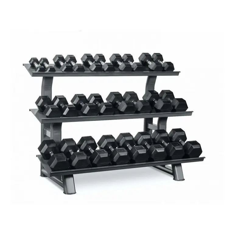 Pack étagère de rangement et paires d'haltères avec revêtement de protection en caoutchouc