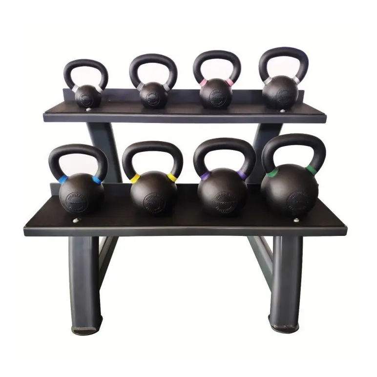 Kit complet pour exercices de cross-training : kettlebells x 8 de 4 à 24 kg et rack de rangement