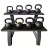 Kit complet pour exercices de cross-training : kettlebells x 8 de 4 à 24 kg et rack de rangement