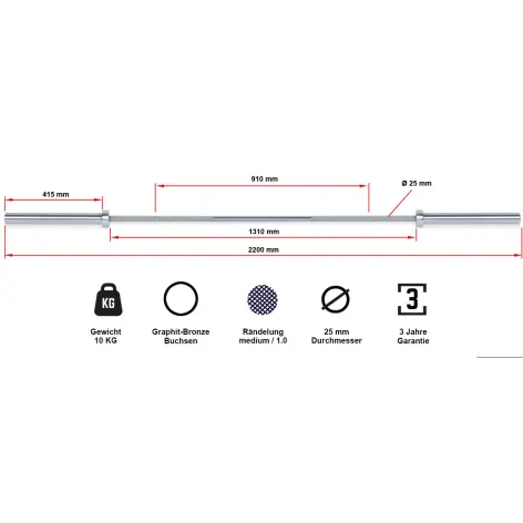 Barre d'apprentissage pour le weightlifting - Technique Bar ATX 220 cm - vue 5