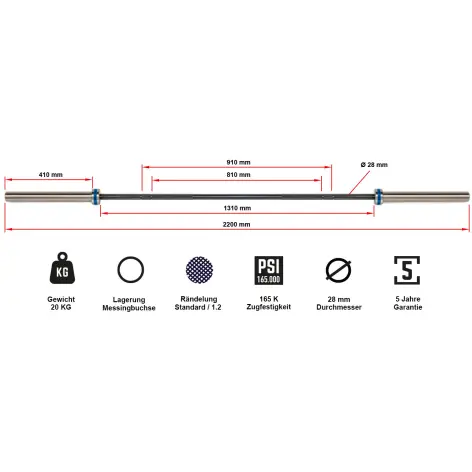 Barre olympique pour développement des bras - vue 7