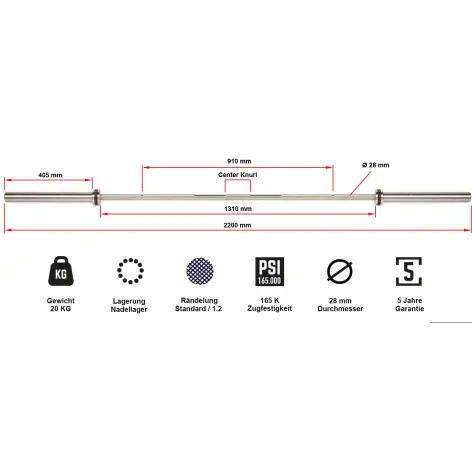 Barre droite de musculation olympique - vue 5