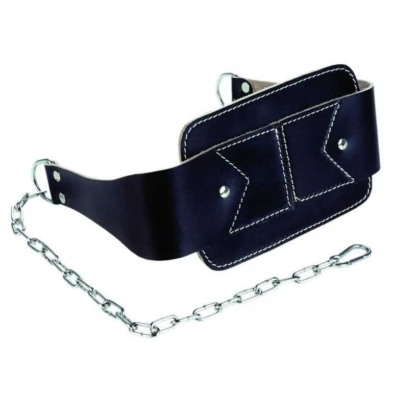 Ceinture lest dips et tractions en cuir 100 cm avec chaîne