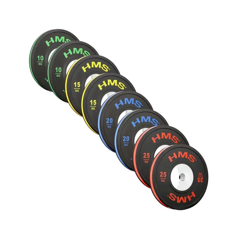 Pack 140 kg de poids olympiques de musculation avec revêtement en caoutchouc pour haltérophilie