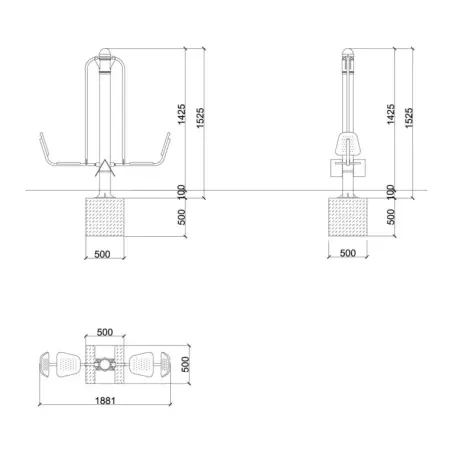 Double station musculation à jambes pour parcours sportif outdoor - vue 3