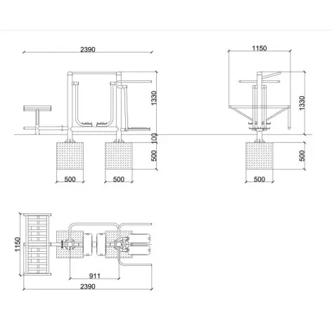Agrès de musculation 3 en 1 outdoor pour training en aire de street workout extérieure - vue 3