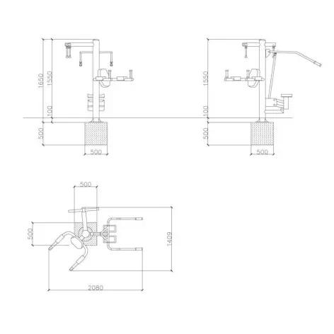 Triple stations de fitness en plein air pour personnes handicapées - vue 2