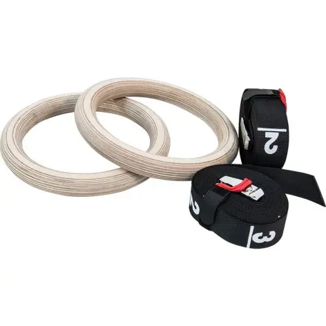Anneaux de gym en bois et sangles nylon pour plateforme de crosstraining - vue 2