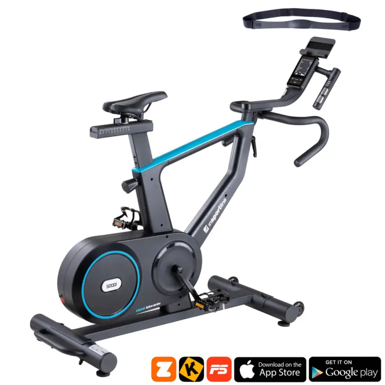 Vélo de spinning connecté pour training à domicile avec siège ergonomique.