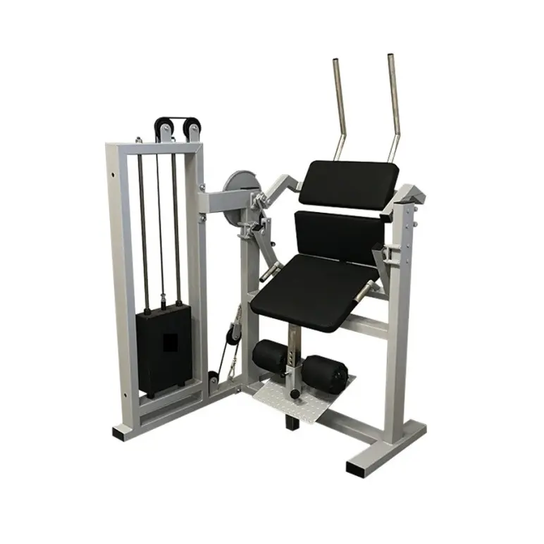 Appareil de musculation professionnel  à charge guidée pour exercice de crunch intense.