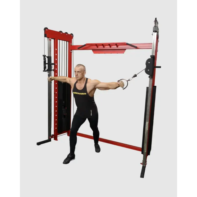 Station poulie vis à vis avec double colonne de poids.