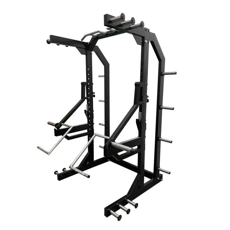 Half Rack professionnel avec Jammer arms pour training musculation.