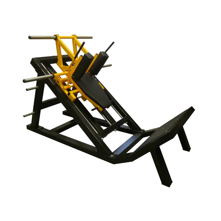 Presse à cuisses et mollets pour salle de sport professionnelle.