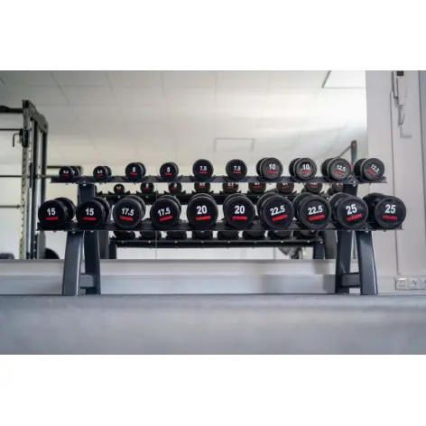 Rack de musculation complet avec 10 paires d'haltères ronds de 2,5 à 25 kg. - vue 5