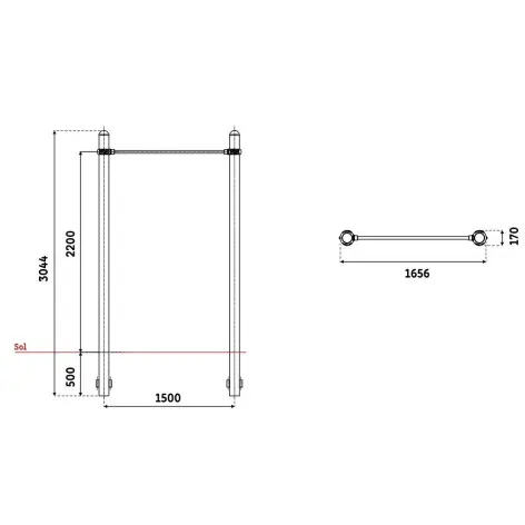 Barre fixe simple ou double pour aire de street workout - vue 3