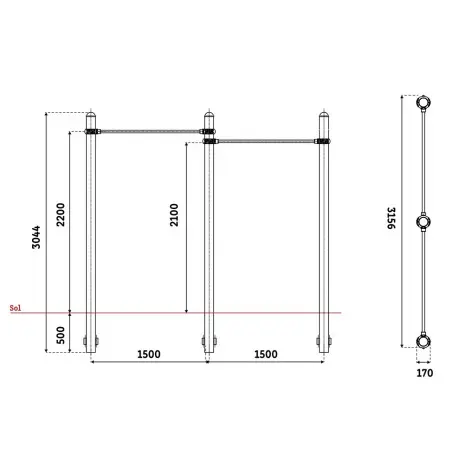 Barre fixe simple ou double pour aire de street workout - vue 4