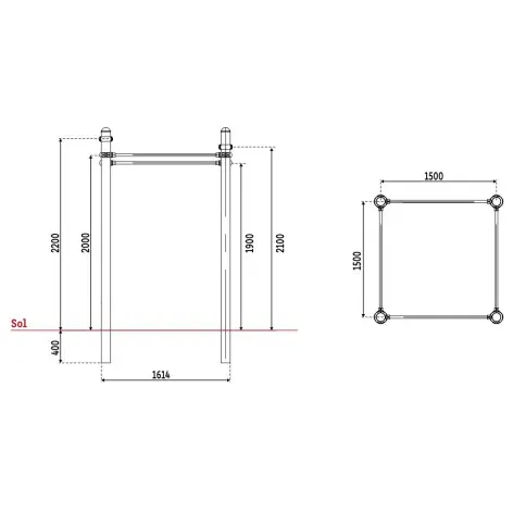 Module de 4 barres fixes outdoor - vue 3