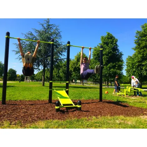 oubles barres fixes combiné avec banc à abdominaux outdoor - vue 2