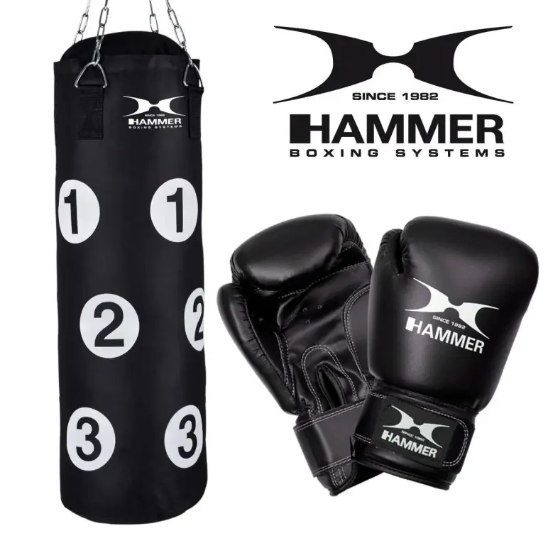 Kit de boxe avec sac de frappe et gants de boxe en similicuir