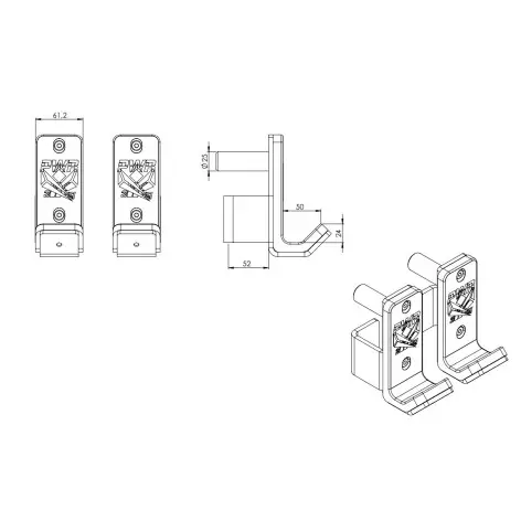 Paire de supports J-Cups - Crochets de sécurité pour rack et rig série HOME Kingsbox - vue 3