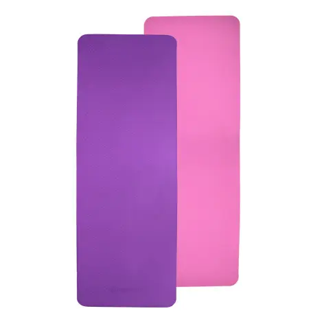 Tapis de Yoga et Fitness en TPE double couche confortable - Coloris rose ou bleu - vue 2