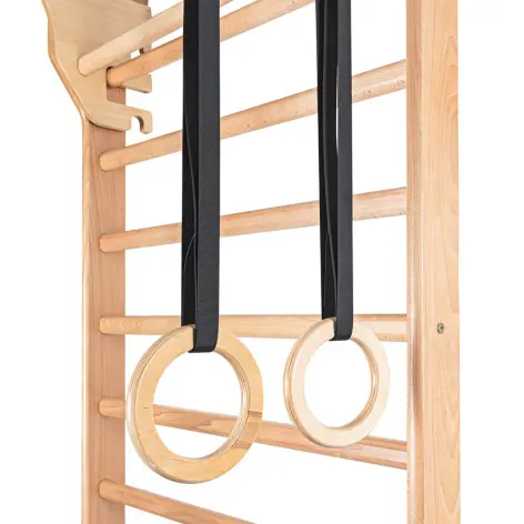 Anneaux de gymnastique en bois avec sangles réglables - fixation polyvalente - vue 3
