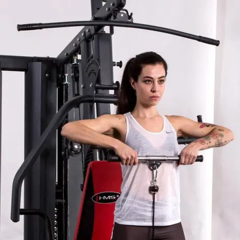 Barre droite de tirage pour biceps/triceps avec poignées en caoutchouc - vue 3