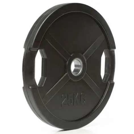 Pack de 120kg de poids olympiques à poignées 50mm avec revêtement caoutchouc - vue 2